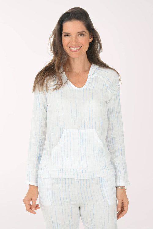 Tie-Dye Striped Cotton Gauze Hoodie