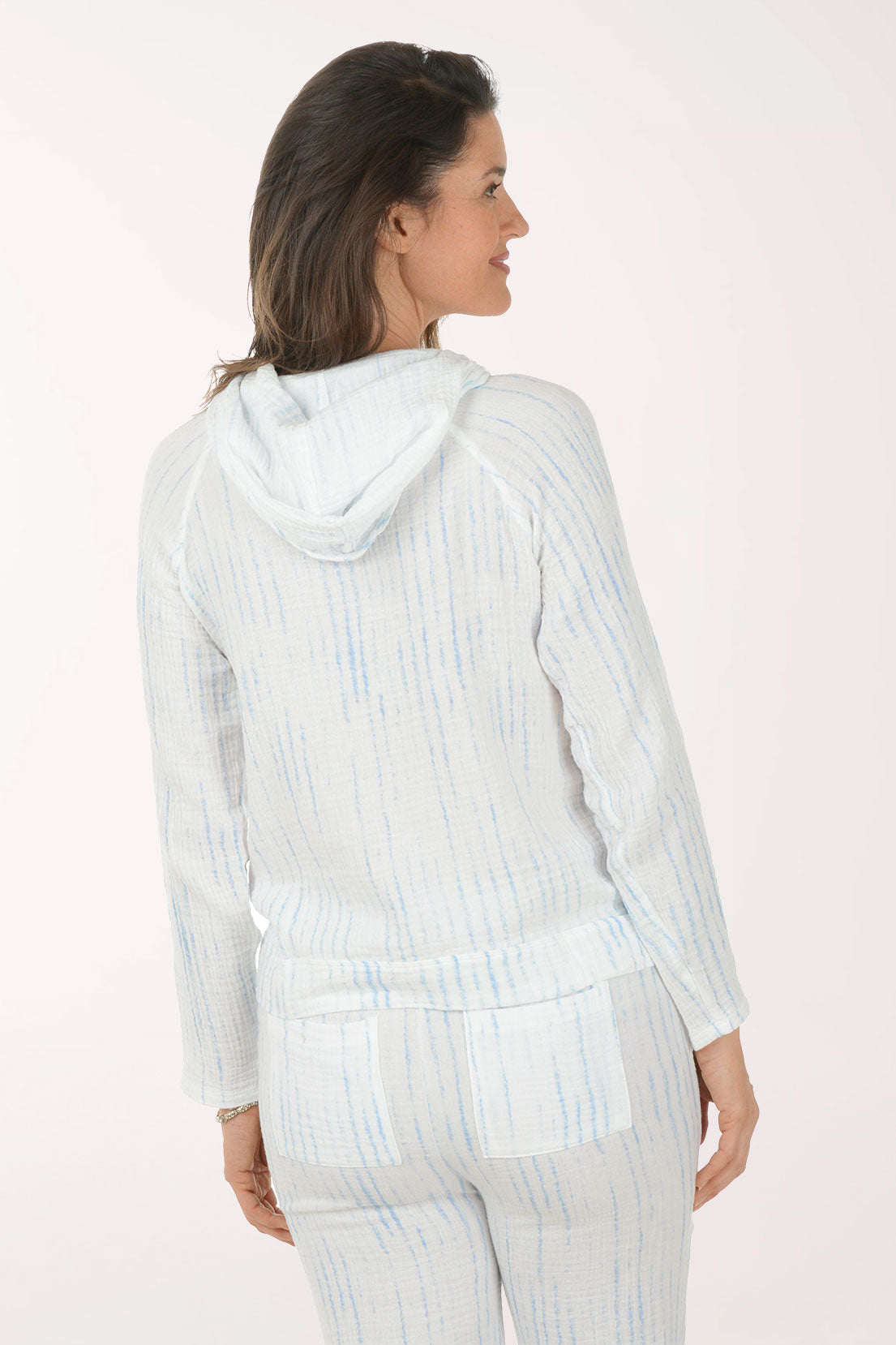 Tie-Dye Striped Cotton Gauze Hoodie
