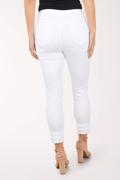 Triple Frayed Hem Stretch Twill Pant