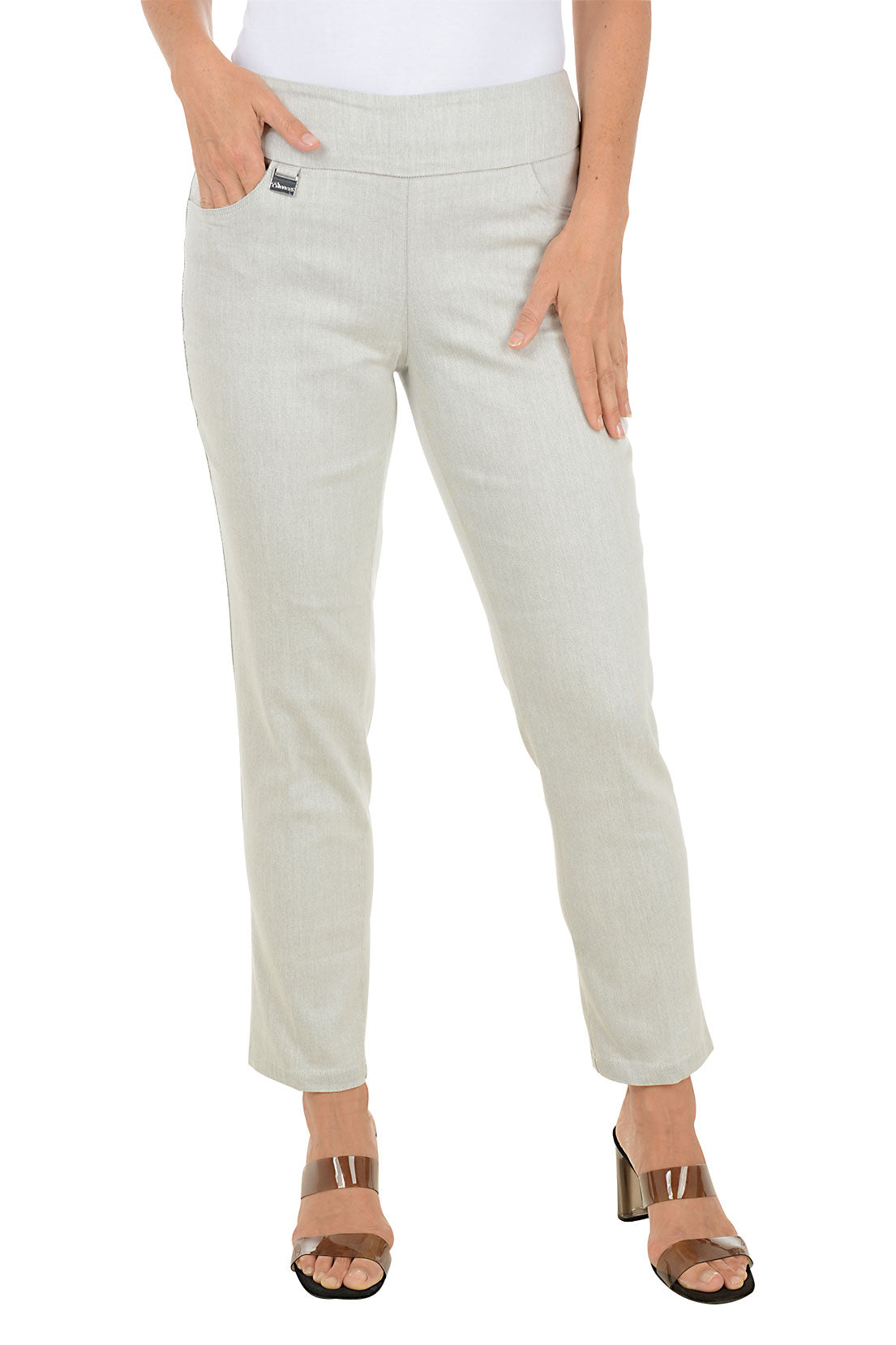 Washed Denim Pull-On Ankle Pant