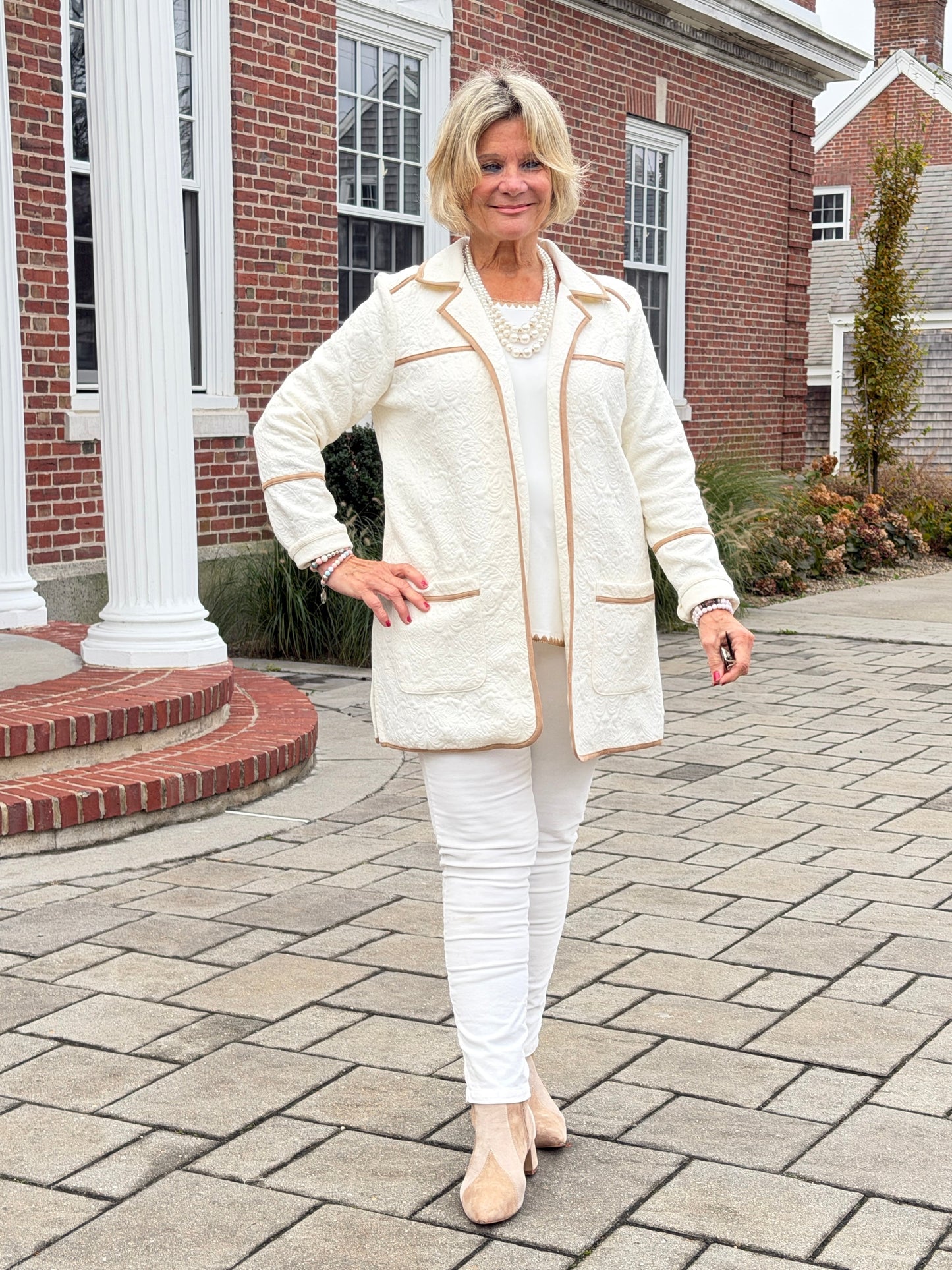 Piping Quilted Shearling Jacket