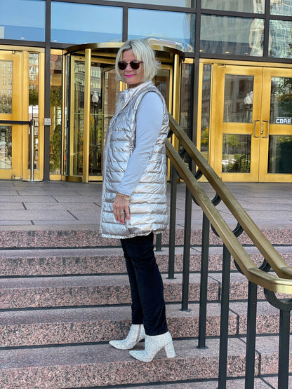 SILVER METALLIC PUFFER VEST