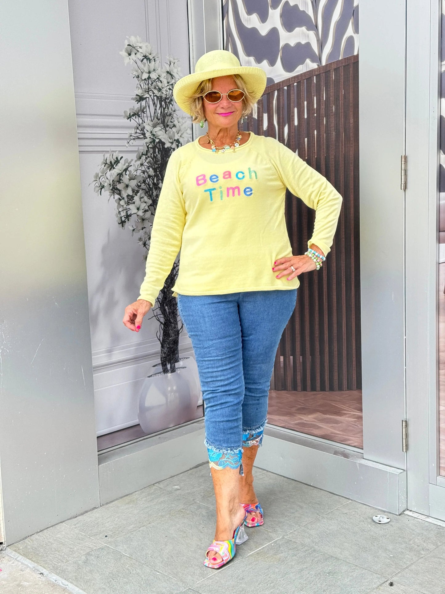 LULU-B YELLOW BEACH TIME SWEATER