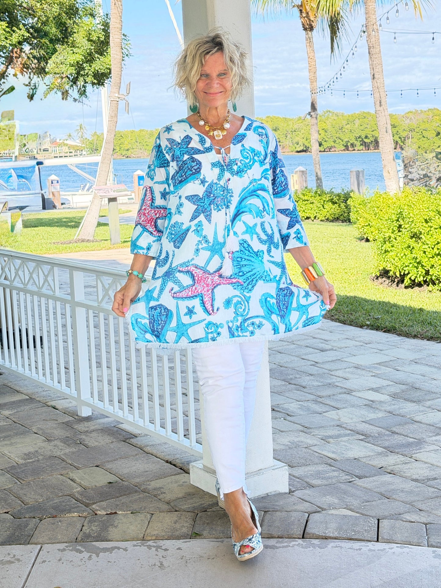 Star and Shell Fringe Dress w/ Tassels & Beading