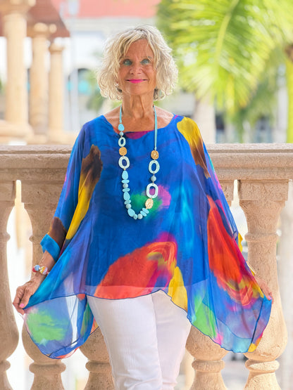 Sofia Sunrise Royal Blue Silk top