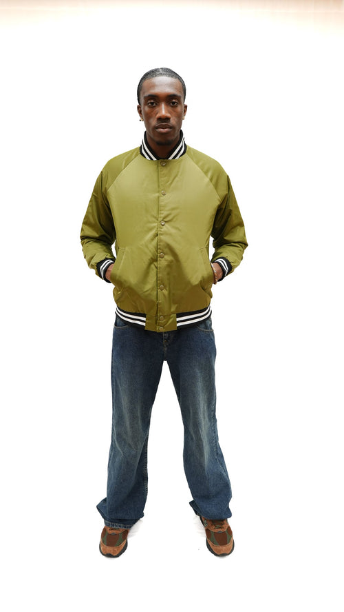 Olive green silky varsity jacket