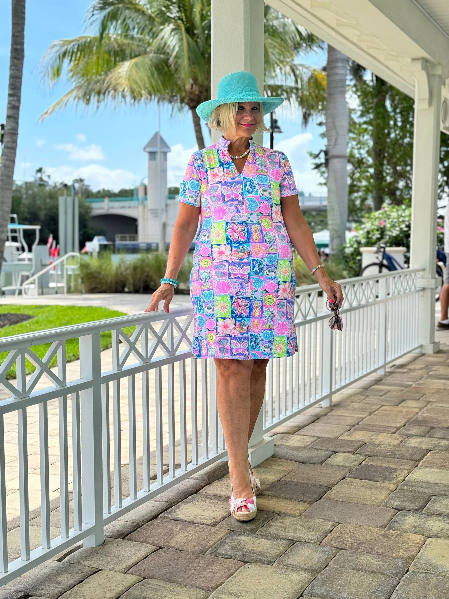 SANDY BEACH COLOR SHORT SLEEVE DRESS