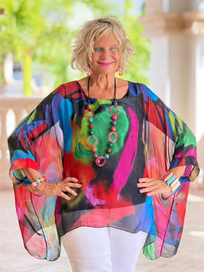 SOPHIA BLACK SILK TOP