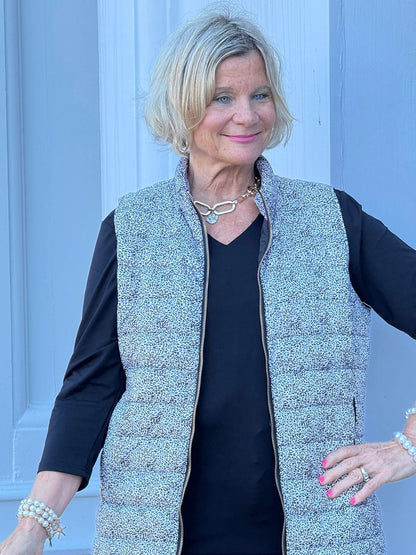 SAFARI BLACK AND BEIGE PUFFER VEST