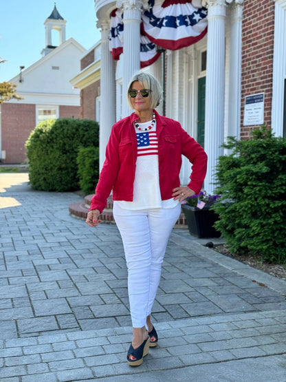 LULU-B WHITE FLAG SWEATER