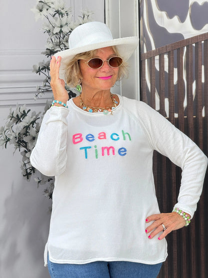 LULU-B WHITE BEACH TIME SWEATER