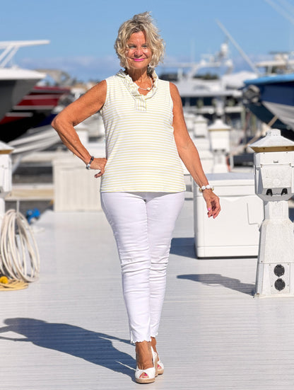 NAUTICAL YELLOW SLEEVELESS RUFFLE