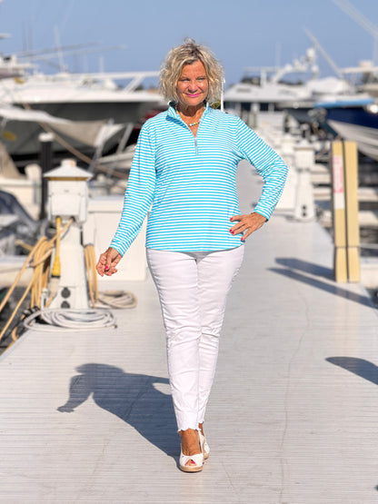 OCEAN BLUE HALF ZIPPER TOP