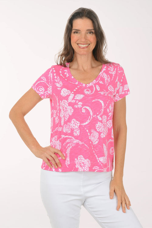 Vintage Floral Scroll Cotton Tee