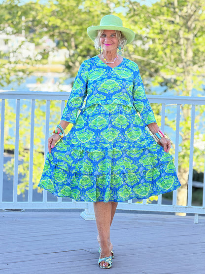 SEAG GLASS TREASURE V Neck RUFFLE DRESS