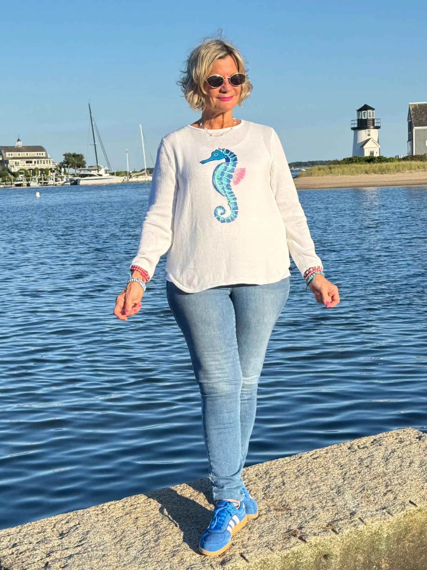 LULU-B WHITE SEAHORSE SWEATER