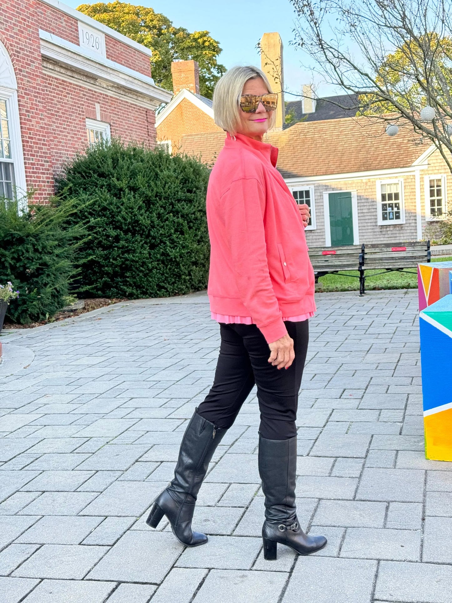 SALMON WAFFLE FULL ZIPPER JACKET
