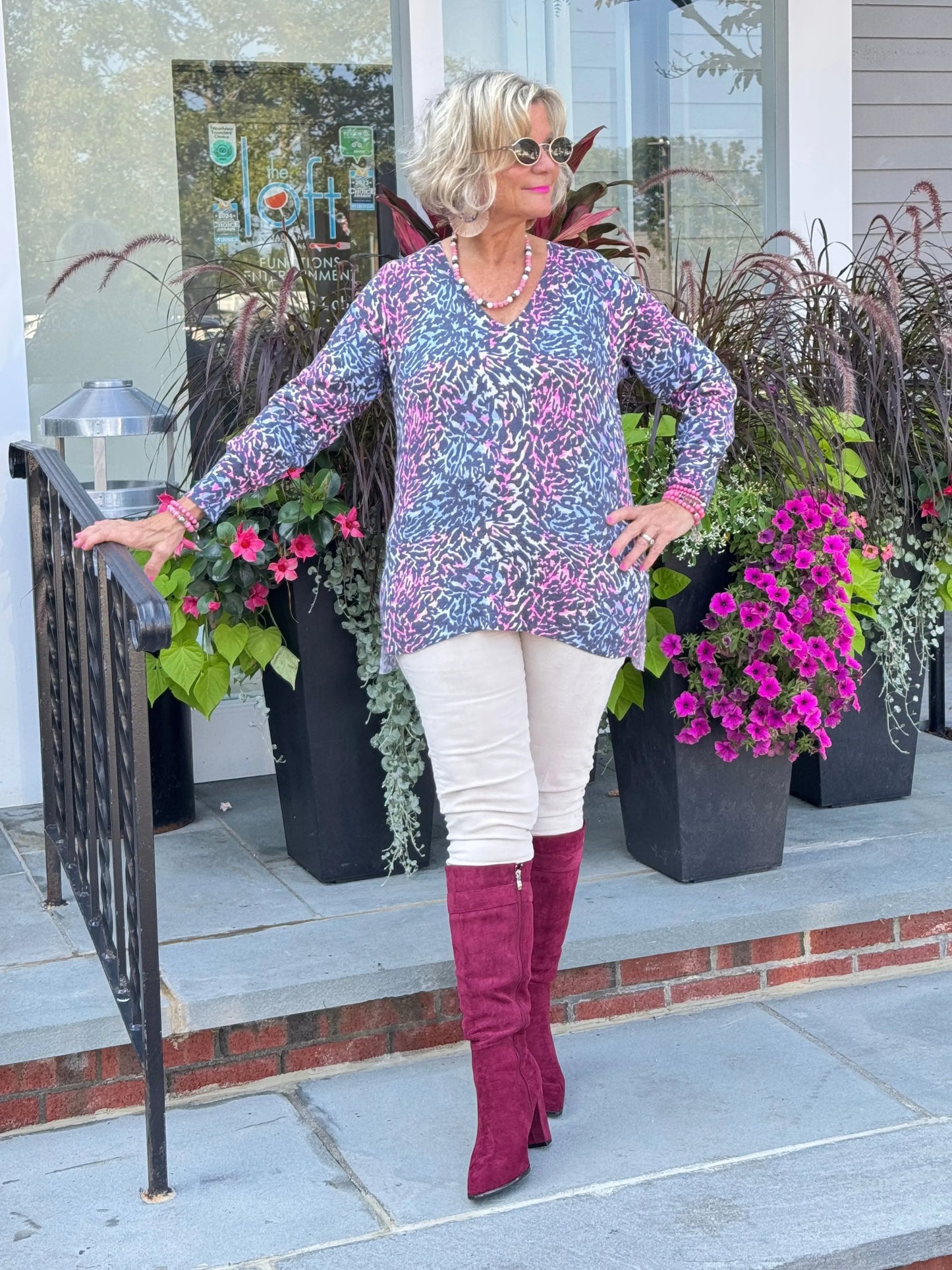 SHADES OF BLUE  ROUGED CARDIGAN