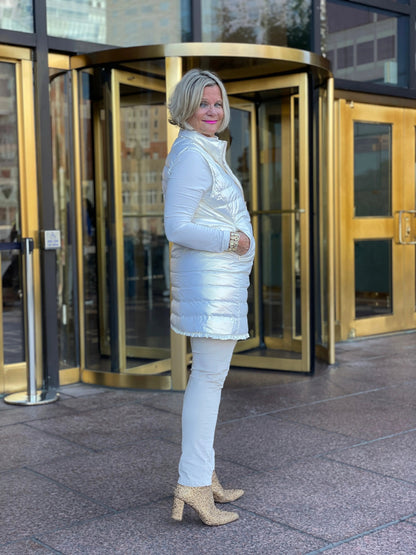 SNOW GOLD METALLIC PUFFER VEST