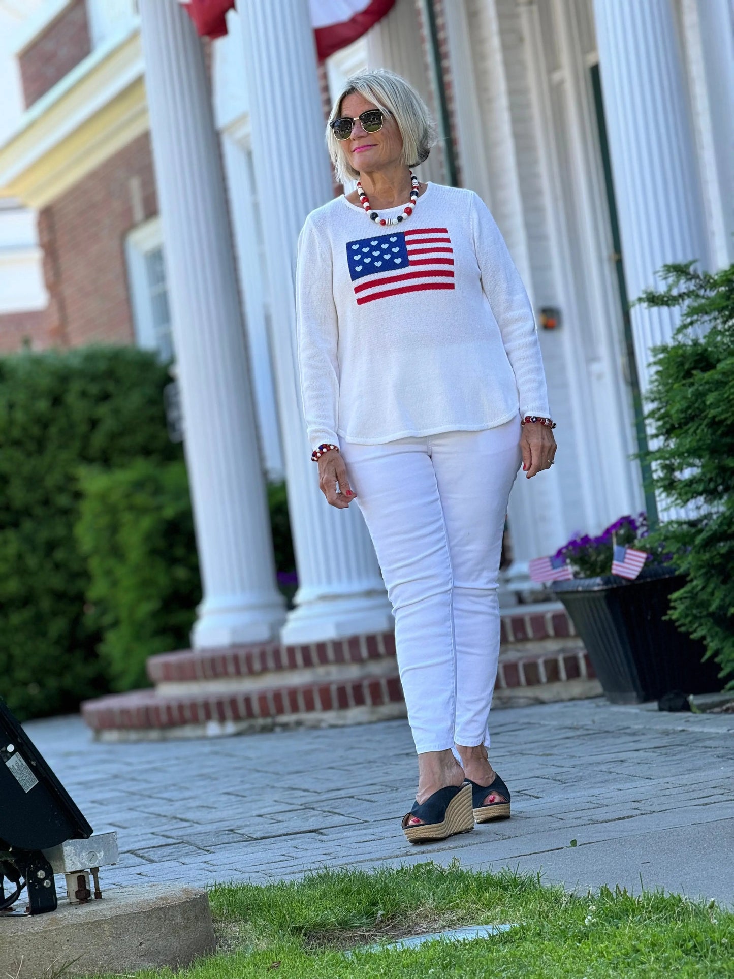 LULU-B WHITE FLAG SWEATER