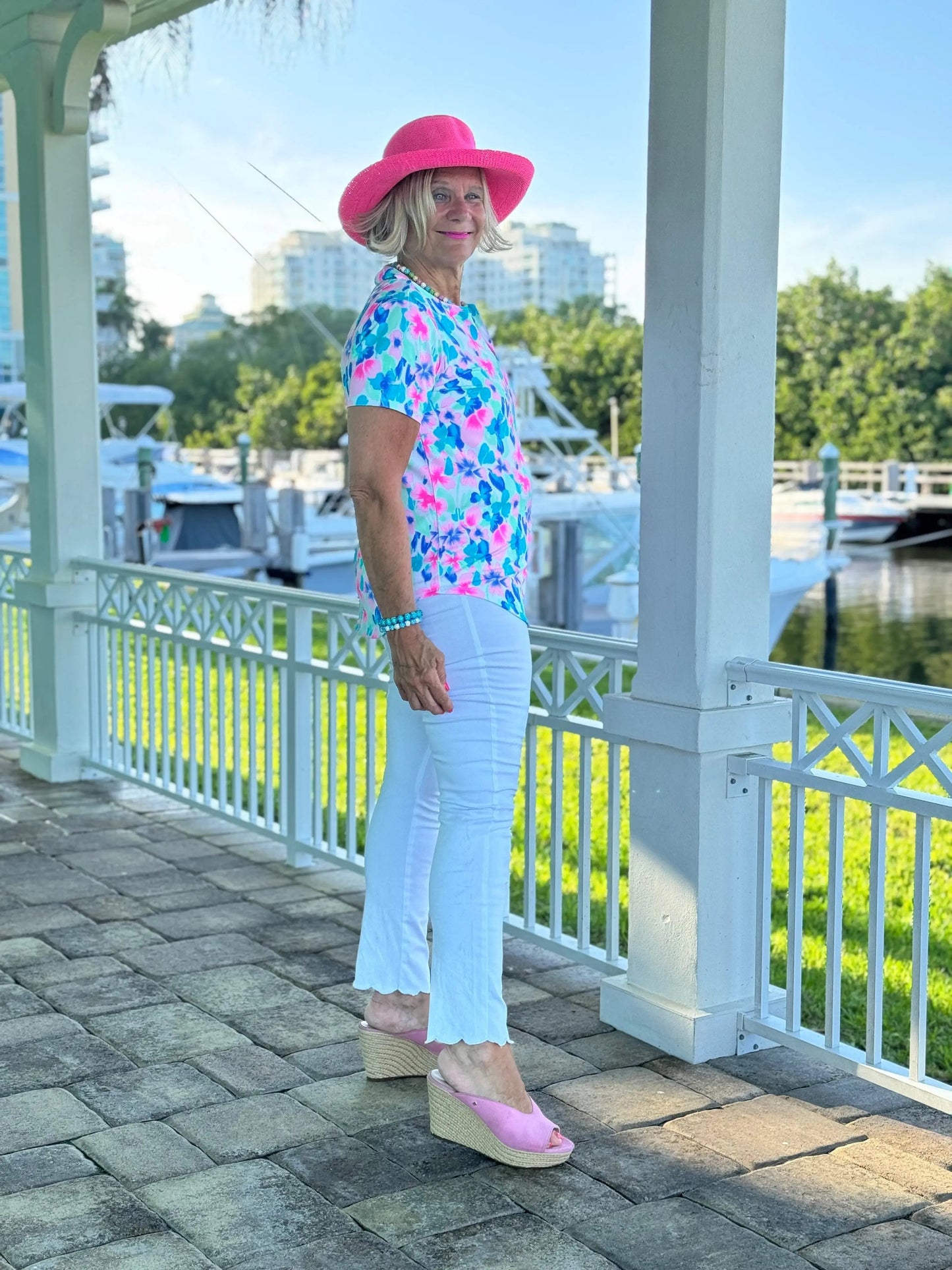 PINK PETALS SHORT SLEEVE TOP