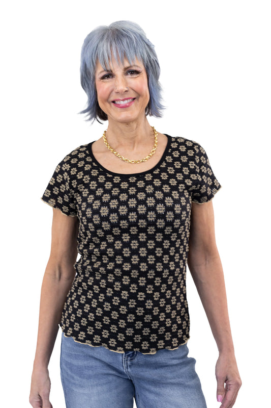 Women's Floral Lace Short Sleeve Top