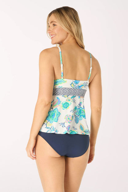 White Diamond Meadows V-Neck Tankini Top