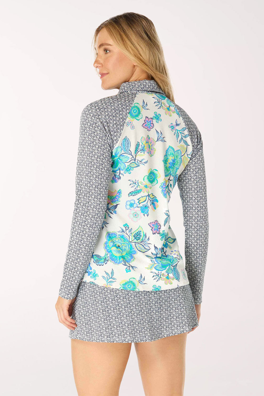 White Diamond Meadows Zip Front Rash Guard