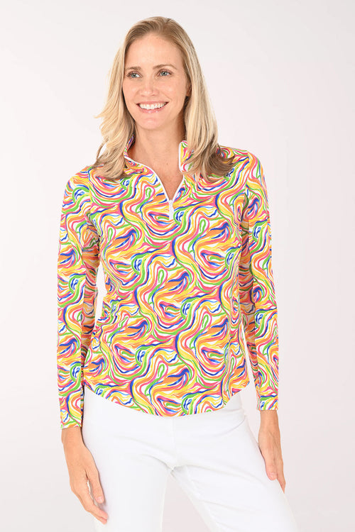 Thalia Rainbow Swirls UPF50+ Sun Shirt