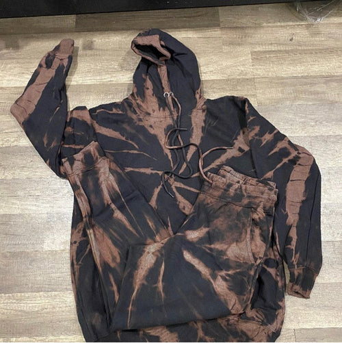 brown black tie dye set