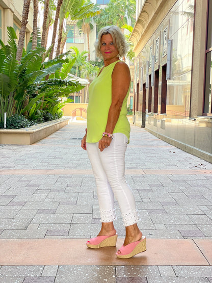 SOLID LIME SLEEVELESS V NECK