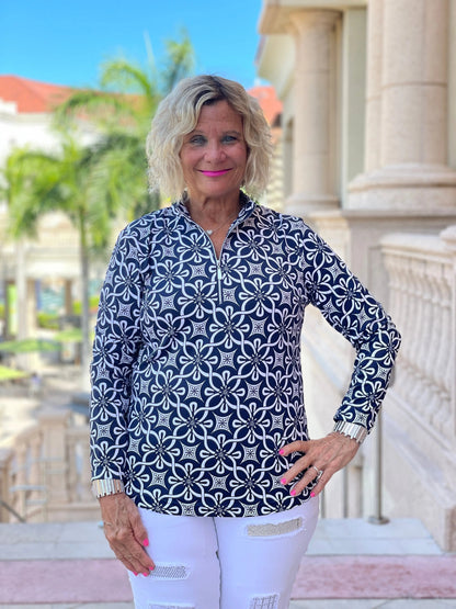 NAVY DAYS  ZIPPER TOP