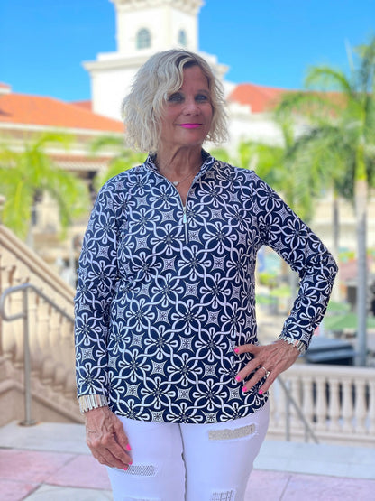 NAVY DAYS  ZIPPER TOP