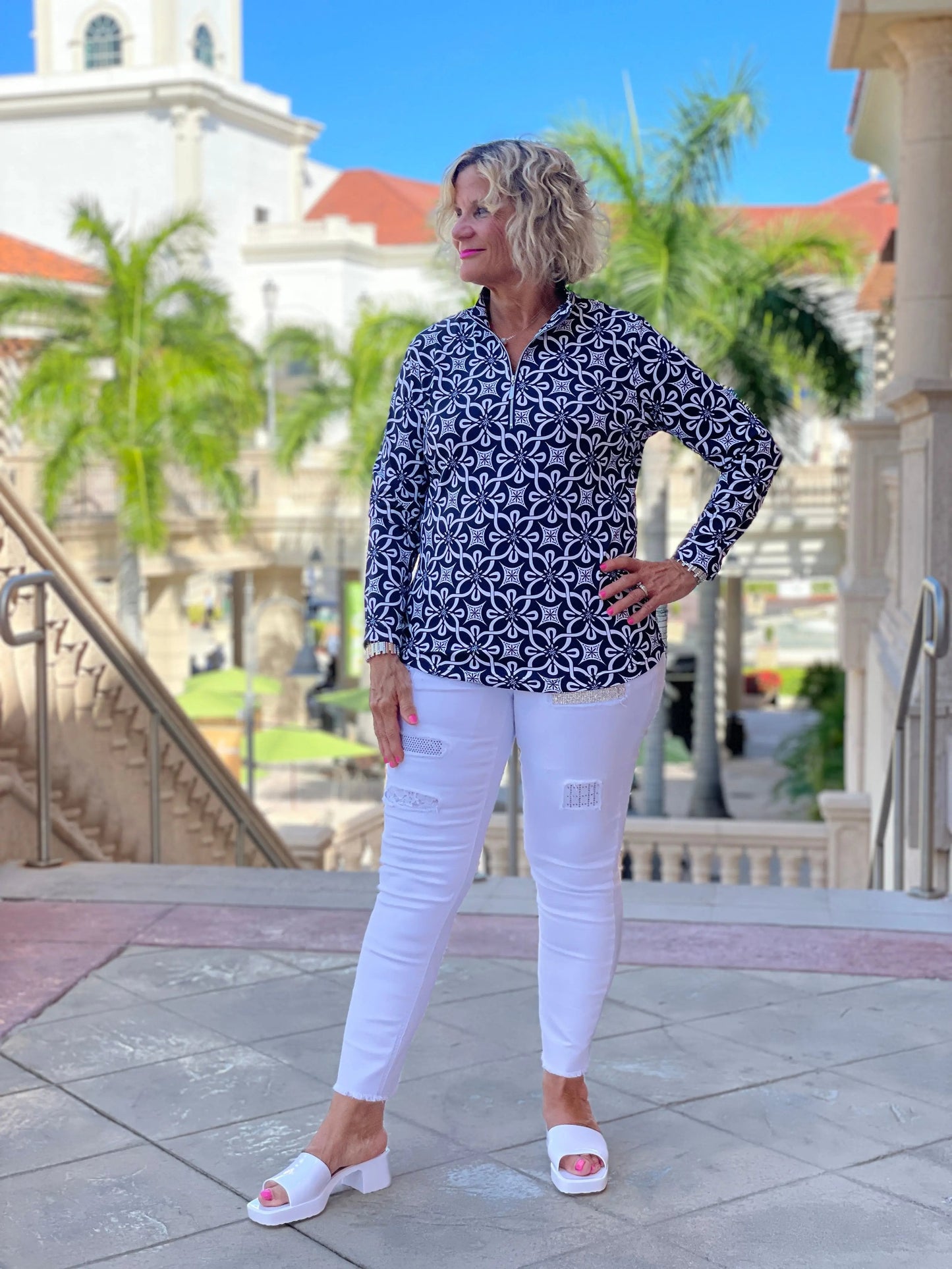 NAVY DAYS  ZIPPER TOP