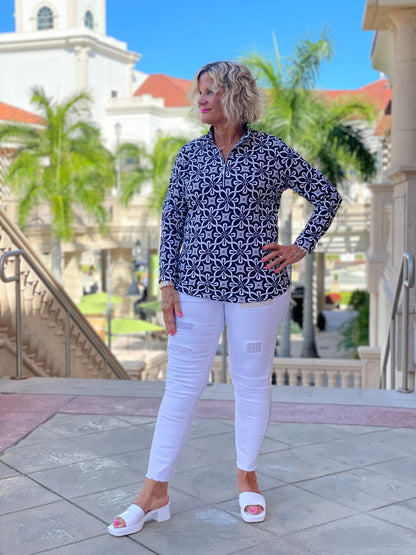 NAVY DAYS  ZIPPER TOP