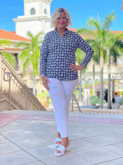 NAVY DAYS  ZIPPER TOP