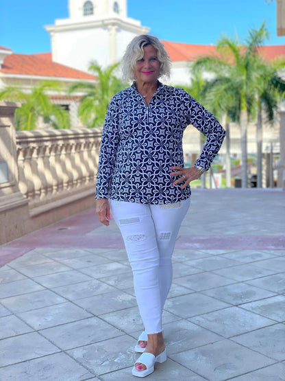 NAVY DAYS  ZIPPER TOP