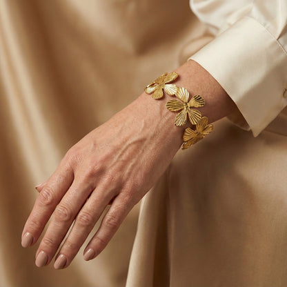 ALB Custom Gold Floral Cuff Bracelet