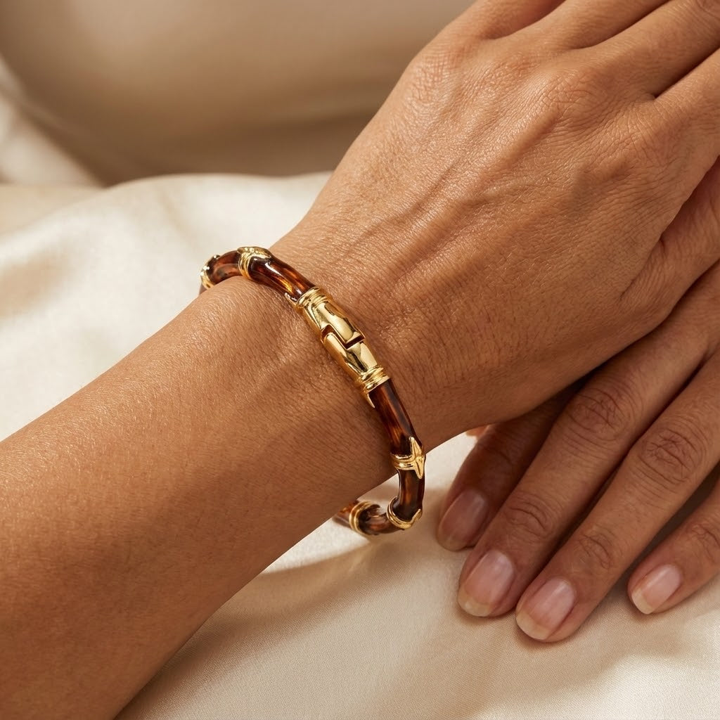 ALB Custom Bamboo-Style Hinged Bangle Bracelet