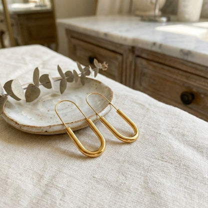 ALB Custom Gold U-Shaped Hoop Earrings