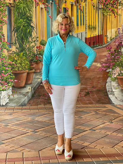SEA FOAM ZIPPER TOP