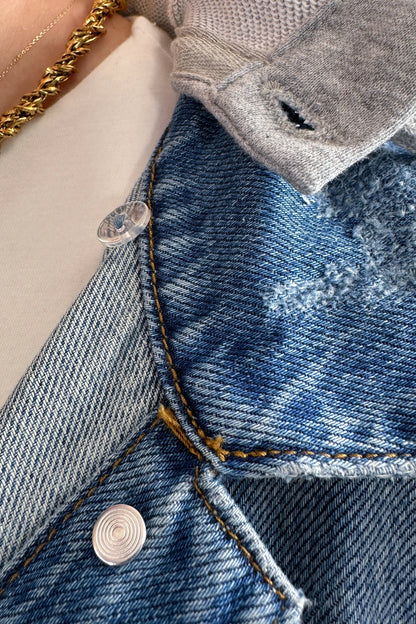 The Misty Classic Loose Fitted Removable Hood Denim Jacket