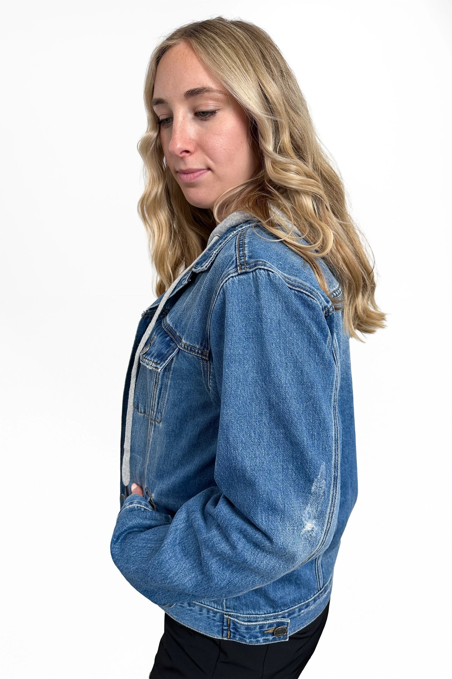 The Misty Classic Loose Fitted Removable Hood Denim Jacket