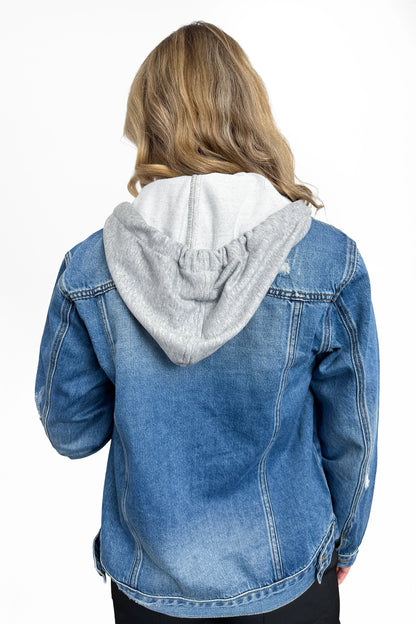 The Misty Classic Loose Fitted Removable Hood Denim Jacket