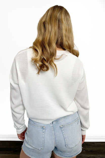 Women's American Flag Long Sleeve Sweater by Ava Lane