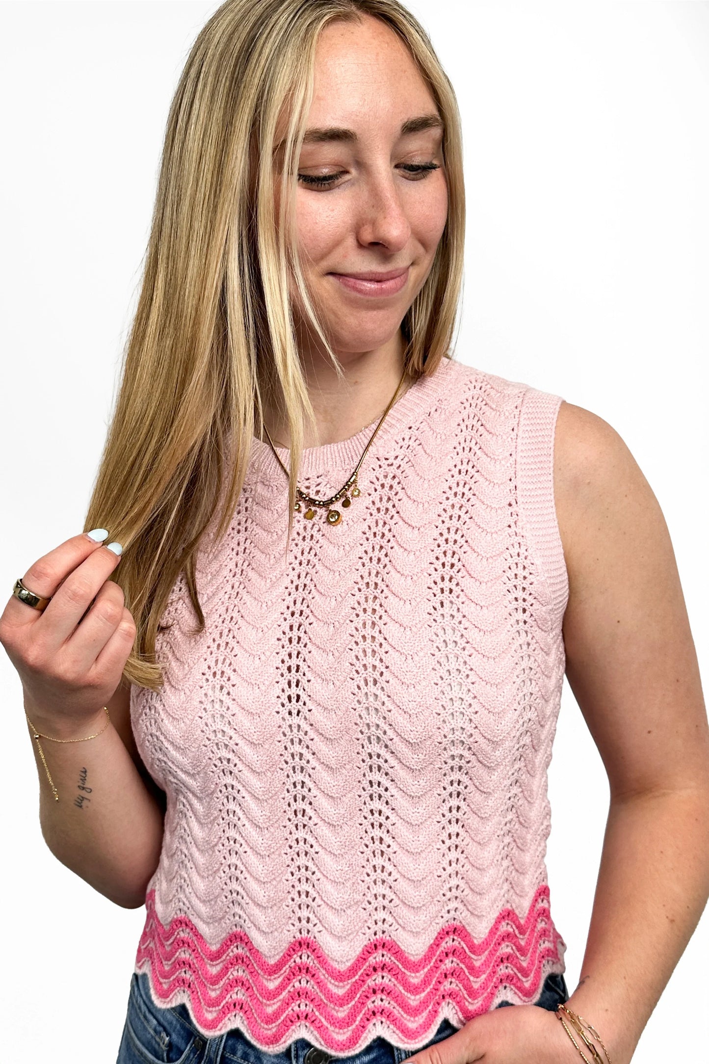 Women's Sleeveless Textured Knit Sweater Vest by Ava Lane