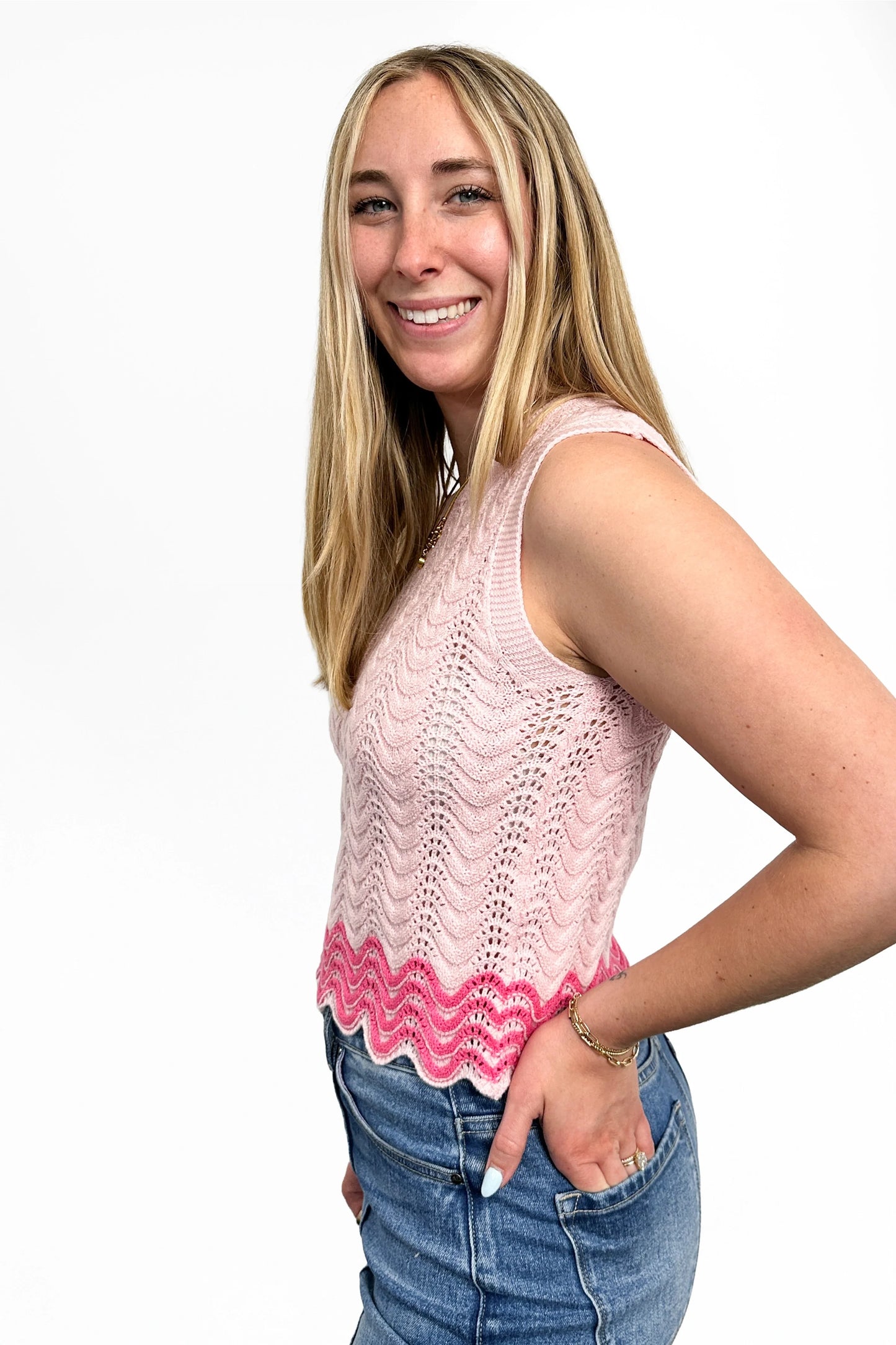 Women's Sleeveless Textured Knit Sweater Vest by Ava Lane