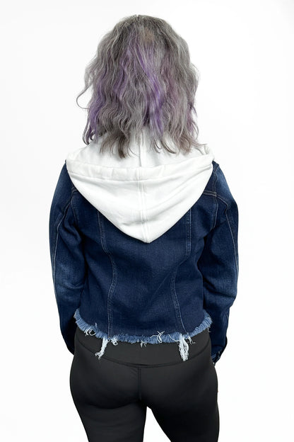 The Joey Hooded Raw Hem Denim Jacket
