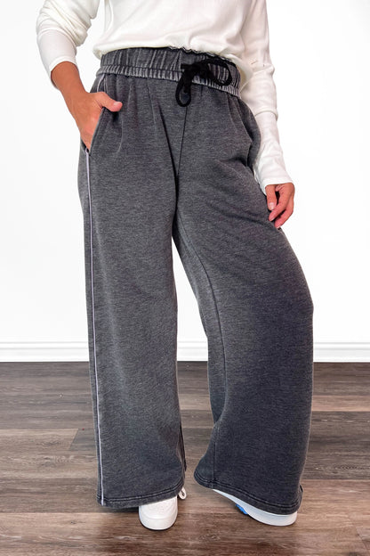 ALB Custom Women's Solid Dark Gray Wide Leg Pants - Two Inseams