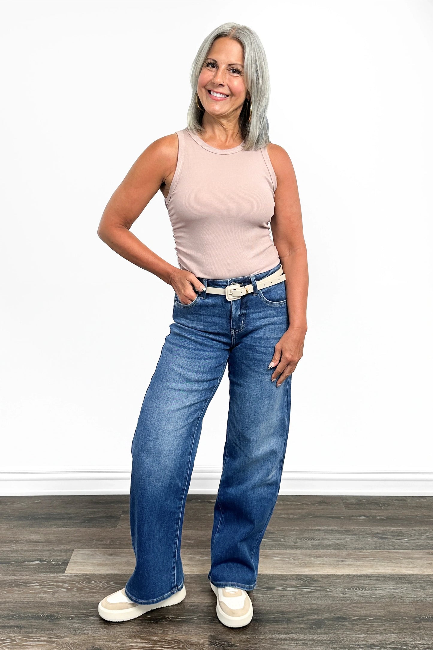The Darcy Mid-Rise Tummy Control Barrel Jeans